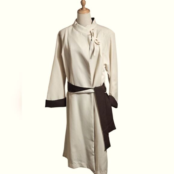 Anthony Richards Vintage Cream and Brown Midi Coat Or Dress Plus Size - Picture 1 of 12